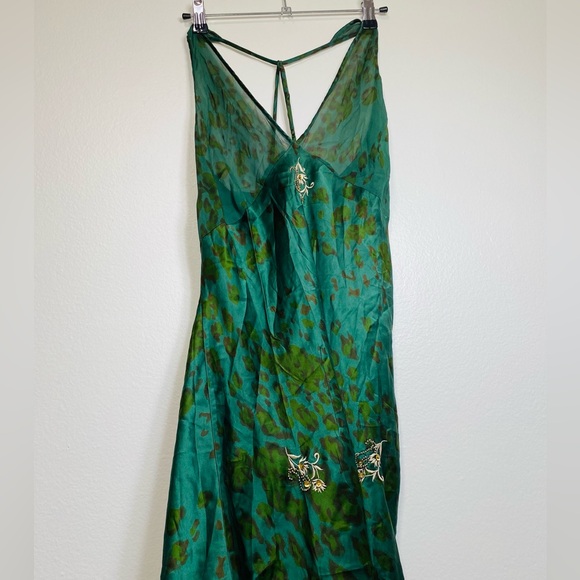 Vintage Victoria’s Secret Slip Dress 100% Silk Beaded  Leopard Print Size L - Picture 7 of 11
